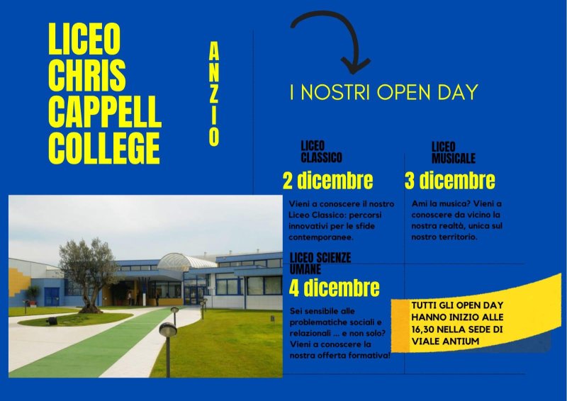 OPEN DAY LICEO CHRIS CAPPELL COLLEGE